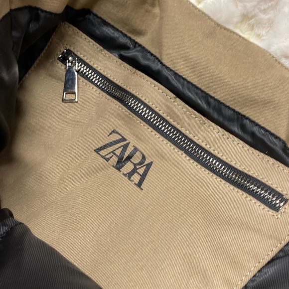 NWT. Zara Tan Quilted Shopper Tote Bag. - Picture 7 of 12